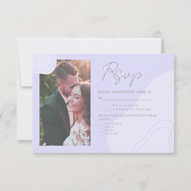 Pastel Violet Wedding Blob Card Fine Lines Editabl (Back)