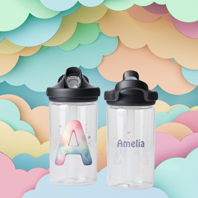 Pastel Watercolor 'A' - Kids Water Bottle (Creator Uploaded)