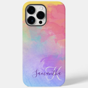 Pastel Watercolor Abstract & Monogram Case-Mate iPhone 14 Pro Max Case