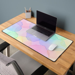 Pastel Watercolor Alcohol Ink Abstract Desk Mat