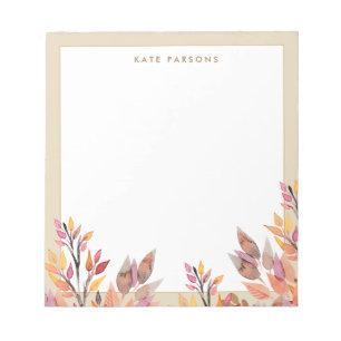 Pastel Watercolor Autumn Foliage Notepad