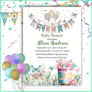 Pastel Watercolor Baby Shower Invitation
