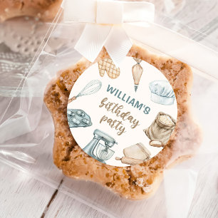 Pastel Watercolor Baking Boy Birthday  Classic Round Sticker