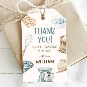 Pastel Watercolor Baking Boy Birthday Gift Tags