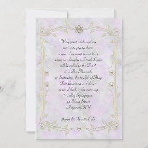 Pastel Watercolor Bat Mitzvah Invitation