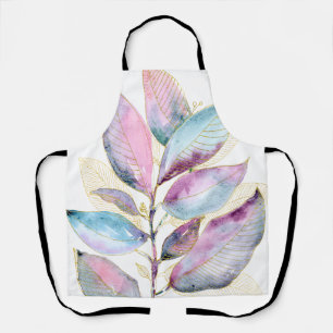 Pastel Watercolor Botanical Leaves Spiral Notebook Apron