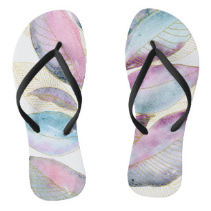 Pastel Watercolor Botanical Leaves Spiral Notebook Thongs