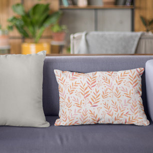 Pastel watercolor branches orange and pink decorative cushion