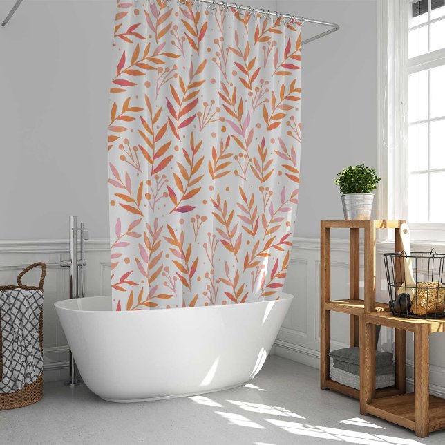 Pastel watercolor branches orange and pink shower curtain (Creator Uploaded)