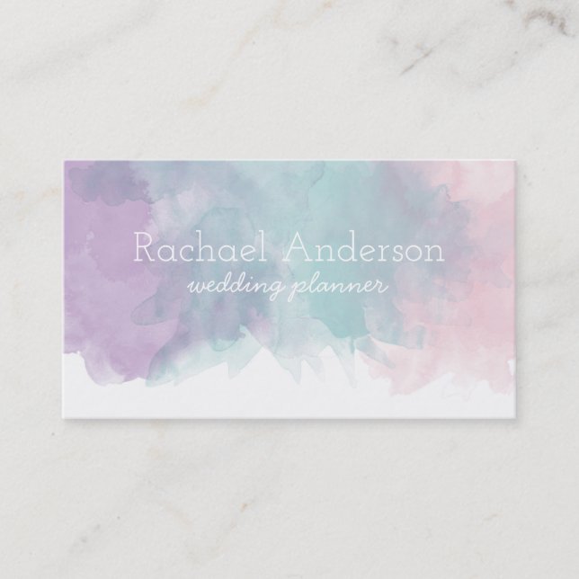 Pastel Watercolor Business Card (Front)