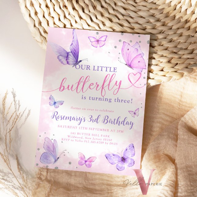 Pastel Watercolor Butterfly Birthday Invitation (Creator Uploaded)