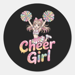 Pastel Watercolor Cheerleading Cheer Girl Classic Round Sticker