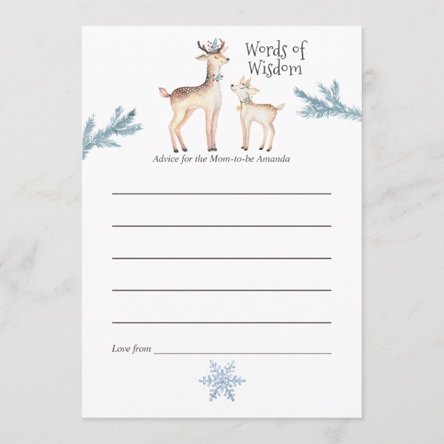 Pastel Watercolor Christmas Baby Shower Mum Advice Card (Front)