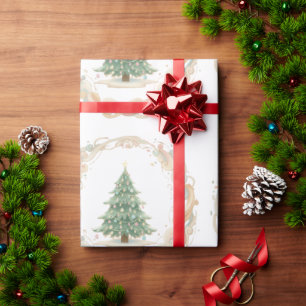 Pastel Watercolor Christmas Tree Whimsical Wrapping Paper