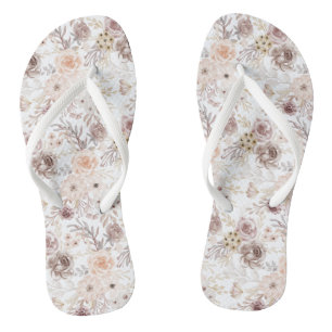 Pastel Watercolor Colourful Roses Thongs
