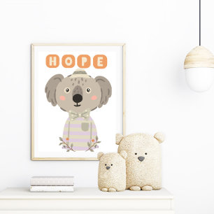 Pastel Watercolor Cute Hope koala Christian Poster