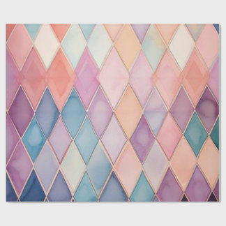 Pastel Watercolor Diamond Harlequin Wrapping Paper