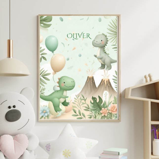Pastel Watercolor Dino Kids Nursery Art Poster (Creator Uploaded)