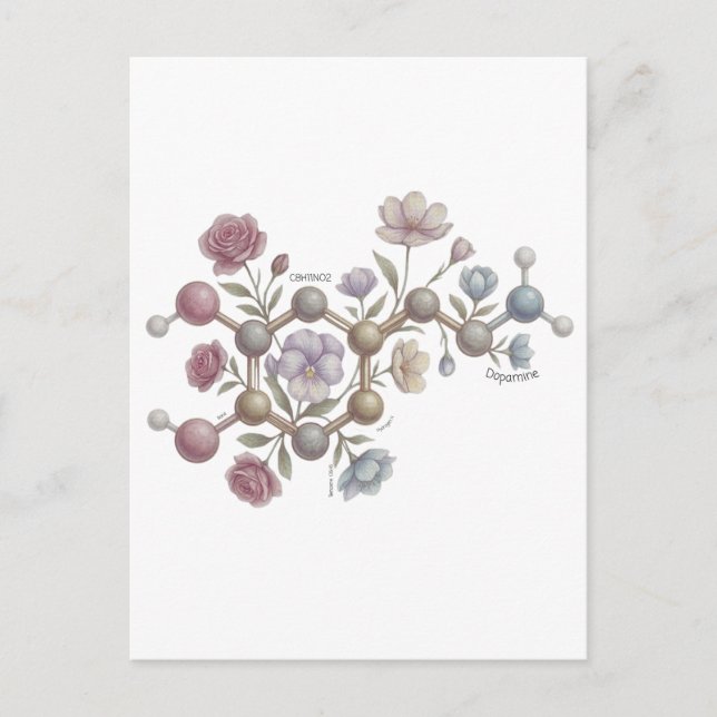 Pastel Watercolor Dopamine Molecule Neurodivregent Postcard (Front)