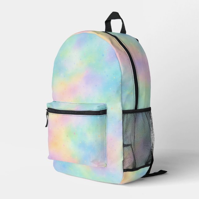 Pastel Watercolor Dream – Soft Rainbow Gradient  Printed Backpack (Back Corner Right)