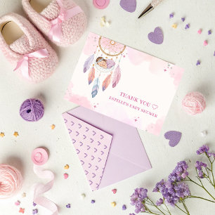 Pastel Watercolor Dreamcatcher Baby Shower Thank You Card