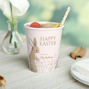 Pastel Watercolor Easter Bunny Egg Hunt Brunch  Paper Cups