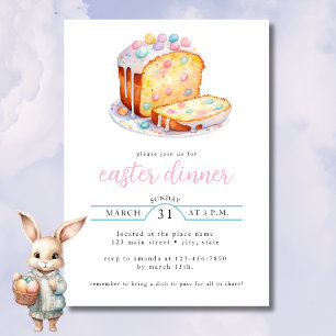 Pastel Watercolor Easter Dinner Easter Bread Invitation