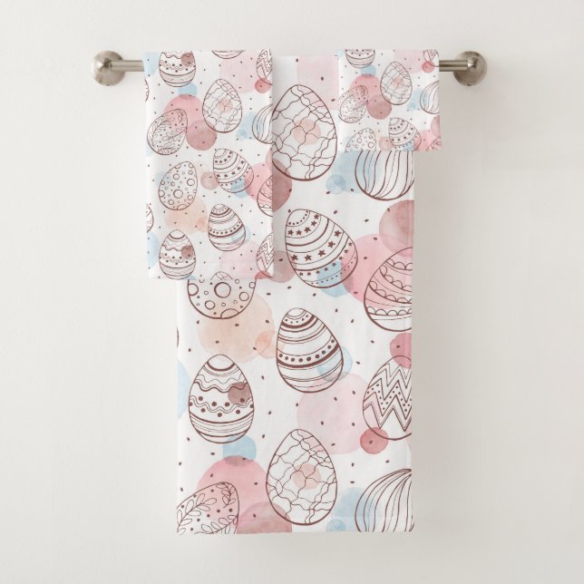 Pastel Watercolor Easter Eggs  Bath Towel Set (Insitu)