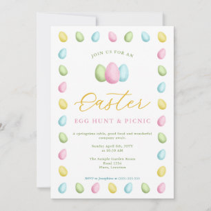 Pastel Watercolor Easter Eggs Easter Picnic Invitation