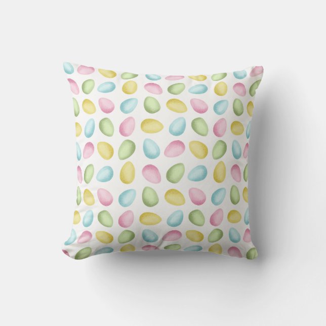 Pastel Watercolor Easter Eggs Pattern Cushion (Front)