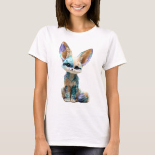 Pastel Watercolor Fantasy Fennec Fox Women T-Shirt