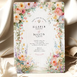 Pastel Watercolor Floral Arch Wedding Invitation<br><div class="desc">Invite your guests with a soft, romantic fine-art watercolor design featuring an airy floral arch overflowing with blush roses, peach blooms, lilac accents, delicate wildflowers, and fresh sage greenery. The composition frames the text with a light, hand-painted feel; transparent washes, gentle layering, and botanical details that look like a garden...</div>
