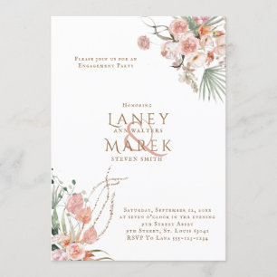 Pastel Watercolor Floral Engagement Party Invitation