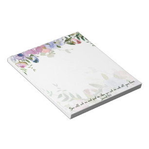 Pastel watercolor floral Jeremiah 29:13 scripture Notepad