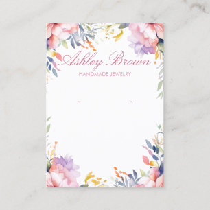 Pastel Watercolor Floral Jewellery Earring Display Business Card