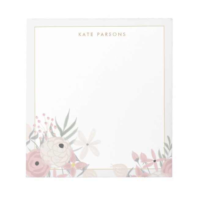 Pastel Watercolor Floral Notepad (Front)