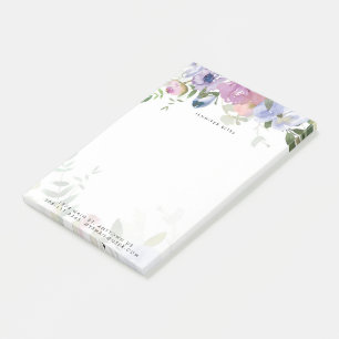 Pastel watercolor floral personalised post-it notes