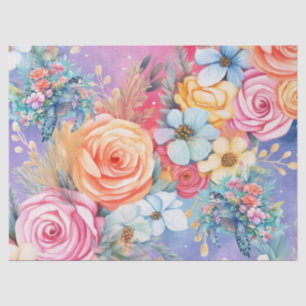 Pastel Watercolor Floral Sea Turtle Tissue Paper