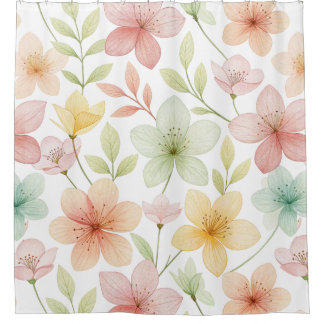 "Pastel Watercolor Floral Shower Curtain – Soft Sp