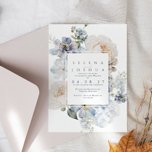 Pastel Watercolor Floral Spring Wedding Invitation