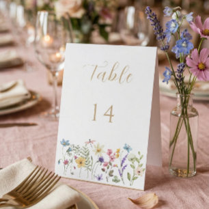 Pastel Watercolor Floral Wedding Table Number