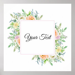 Pastel Watercolor Floral with Customised Name Poster