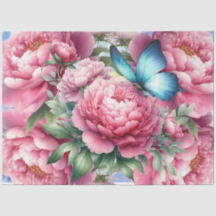 Pastel Watercolor Florals & Butterflies Decoupage Tissue Paper