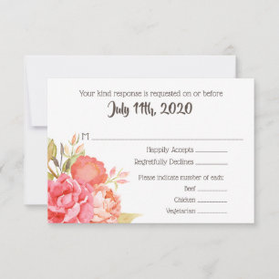 Pastel Watercolor Florals Wedding RSVP card