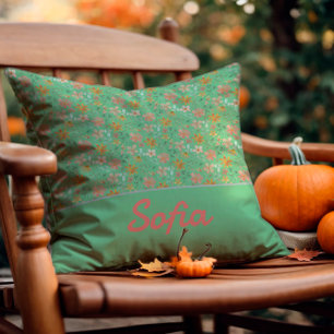 Pastel watercolor flower boho orange Throw Pillow