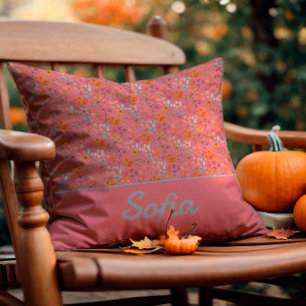 Pastel watercolor flower boho pink Throw Pillow