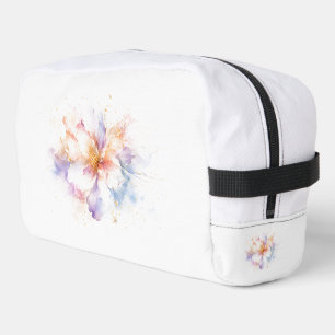 Pastel Watercolor Flower with Gold Accents Art Dopp Kit
