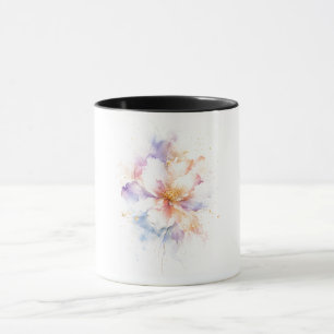 Pastel Watercolor Flower with Gold Accents Art Mug