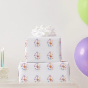 Pastel Watercolor Flower with Gold Accents Art Wrapping Paper