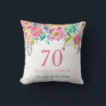 Pastel Watercolor Flowers 70th Birthday Party Gift Cushion<br><div class="desc">Pastel Watercolor Flowers 70th Birthday Party Gift

Can be used as a decoration or gift for the party</div>